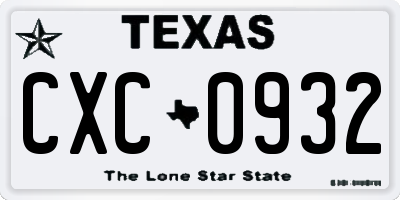 TX license plate CXC0932