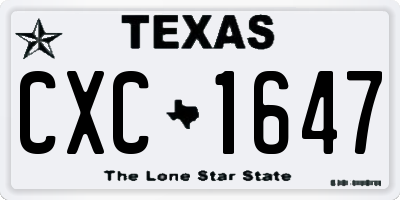 TX license plate CXC1647