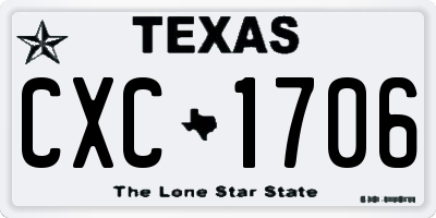 TX license plate CXC1706