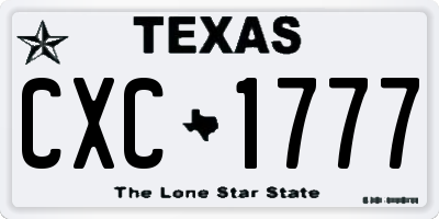 TX license plate CXC1777