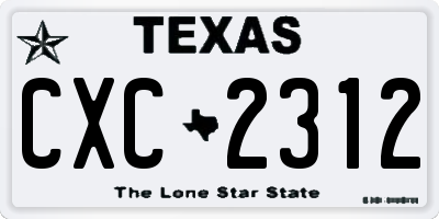 TX license plate CXC2312