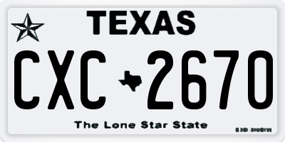 TX license plate CXC2670