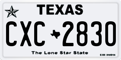 TX license plate CXC2830