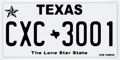 TX license plate CXC3001