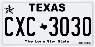 TX license plate CXC3030
