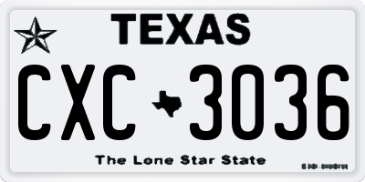 TX license plate CXC3036