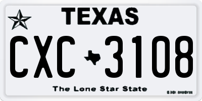 TX license plate CXC3108