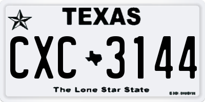 TX license plate CXC3144