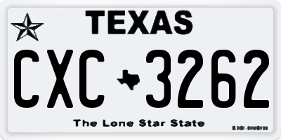 TX license plate CXC3262