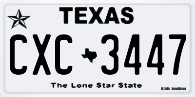 TX license plate CXC3447
