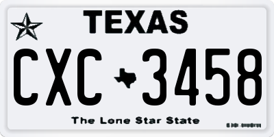 TX license plate CXC3458