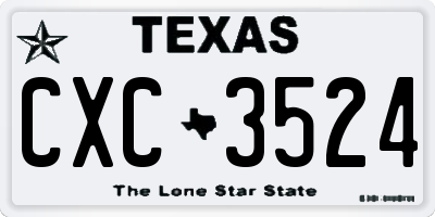 TX license plate CXC3524