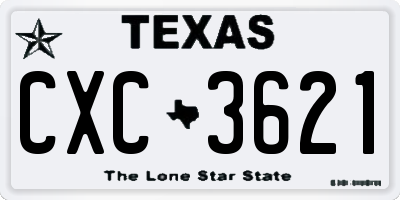 TX license plate CXC3621