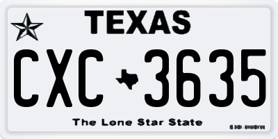 TX license plate CXC3635