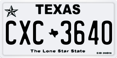 TX license plate CXC3640