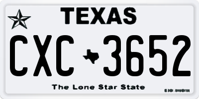 TX license plate CXC3652