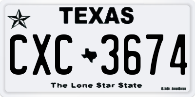 TX license plate CXC3674