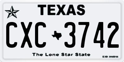 TX license plate CXC3742