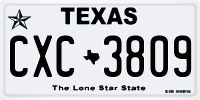 TX license plate CXC3809