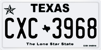 TX license plate CXC3968