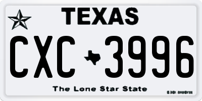 TX license plate CXC3996