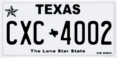 TX license plate CXC4002