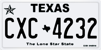 TX license plate CXC4232