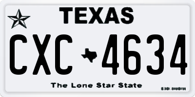 TX license plate CXC4634