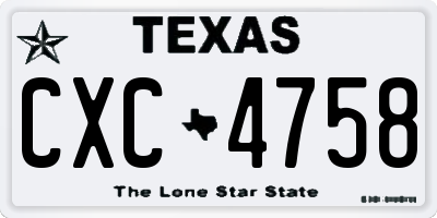 TX license plate CXC4758