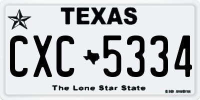 TX license plate CXC5334