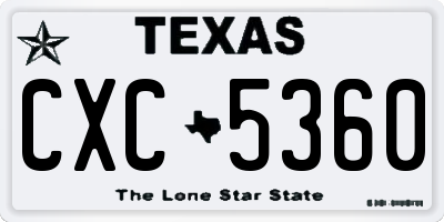 TX license plate CXC5360