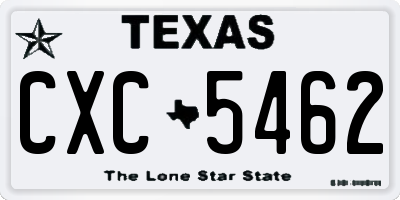 TX license plate CXC5462