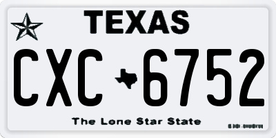TX license plate CXC6752