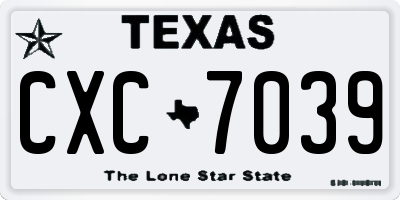 TX license plate CXC7039
