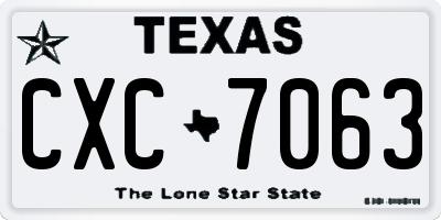 TX license plate CXC7063