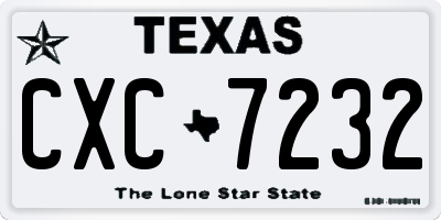 TX license plate CXC7232