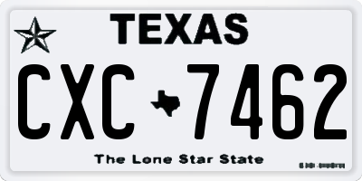 TX license plate CXC7462