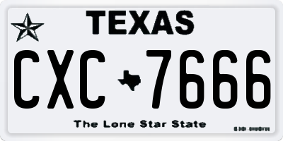 TX license plate CXC7666