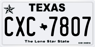 TX license plate CXC7807
