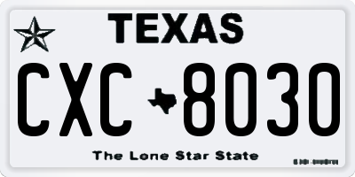 TX license plate CXC8030