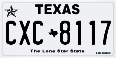 TX license plate CXC8117