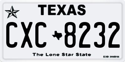TX license plate CXC8232