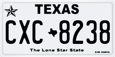 TX license plate CXC8238