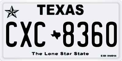 TX license plate CXC8360
