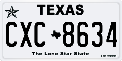 TX license plate CXC8634
