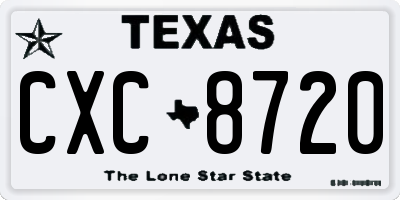 TX license plate CXC8720