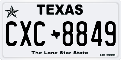 TX license plate CXC8849