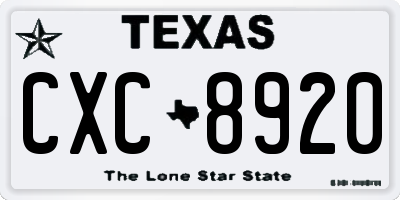 TX license plate CXC8920