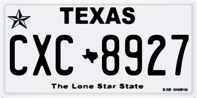 TX license plate CXC8927