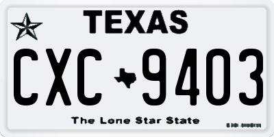 TX license plate CXC9403